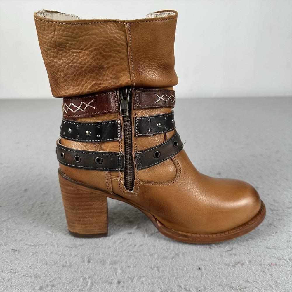 Freebird By Steven Blaine Slouch Ankle Boots Buckle Heel Brown Women's 7 - Picture 6 of 16